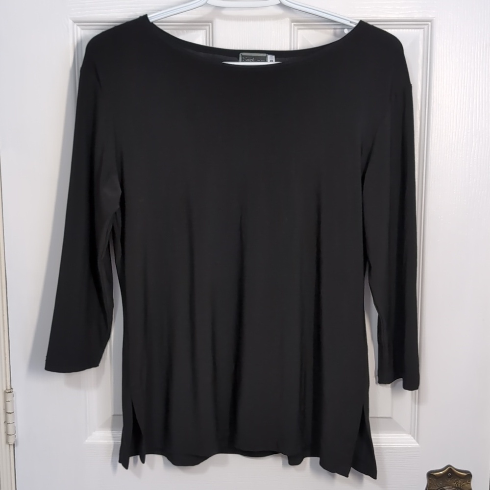 Sympli Classic Black 3/4 Sleeve Tunic Top Size 10